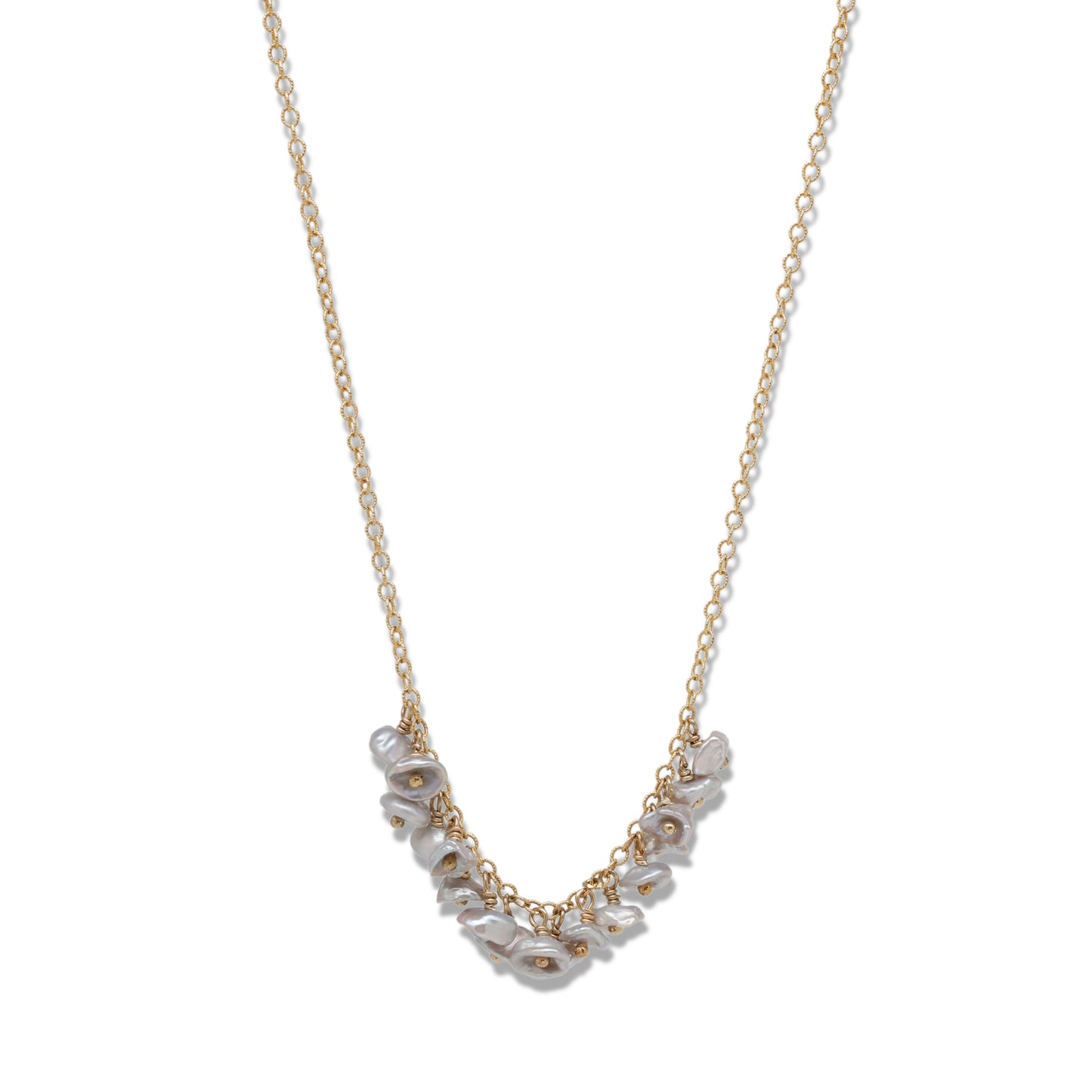 Grey Keishi Pearl Drops Necklace