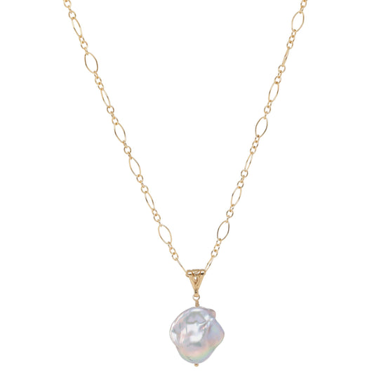 Grey Pearl Pendant Necklace