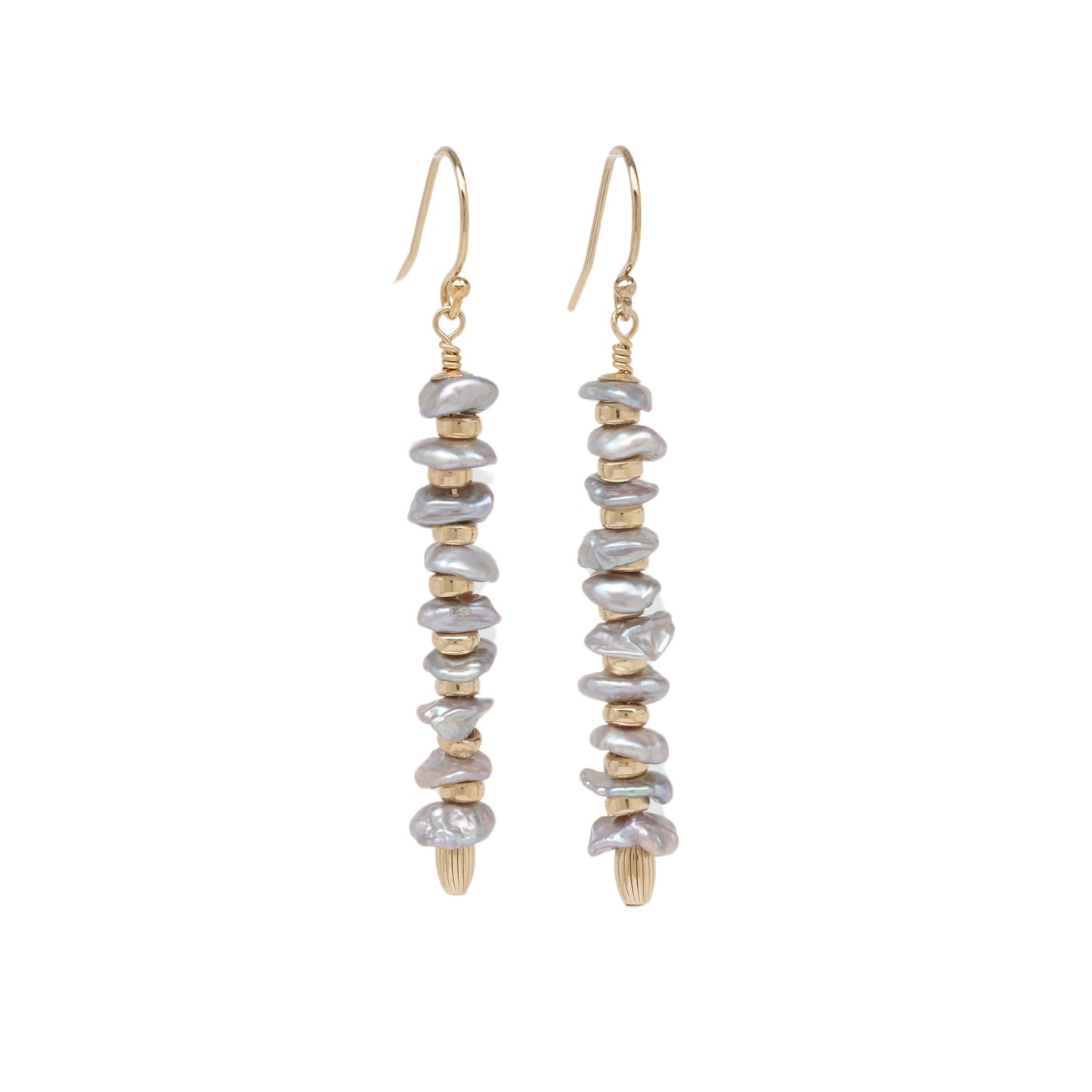 Grey Keishi Pearl and Gold Drop Earrings