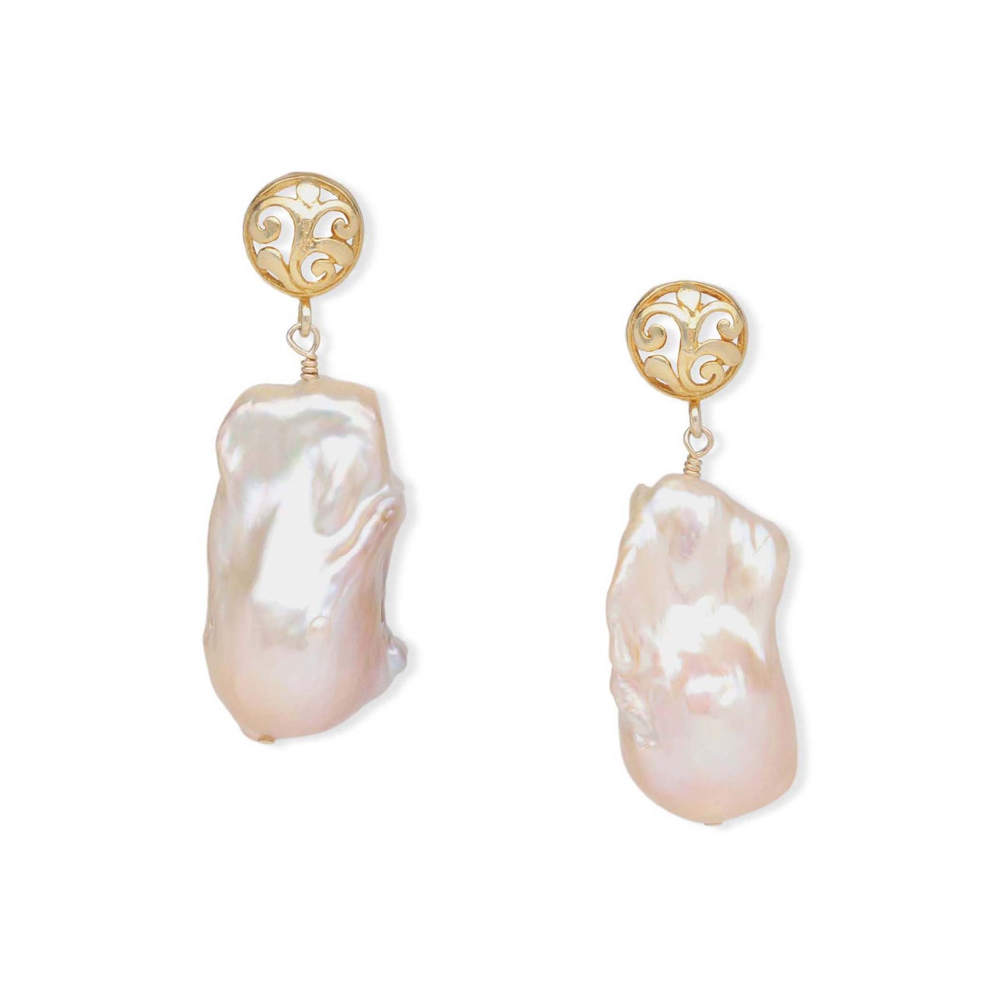 Champagne Baroque Pearl Statement Earrings