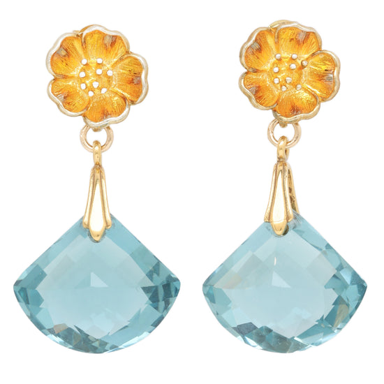 Blue Tourmaline Fan Earrings