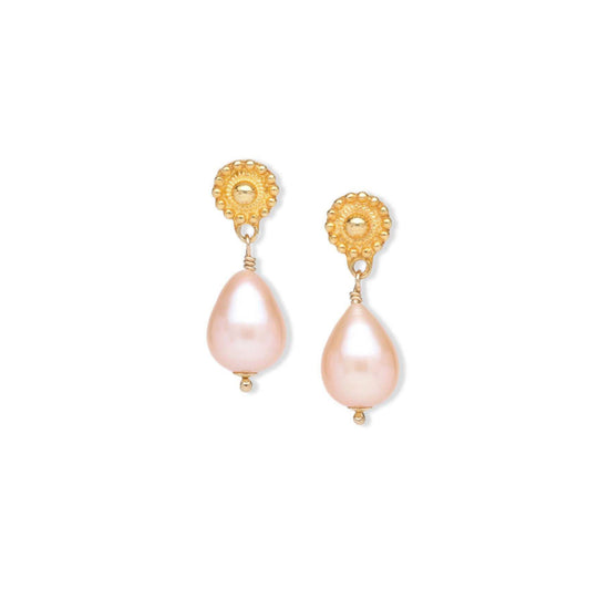 Peach Teardrop Pearl Earrings