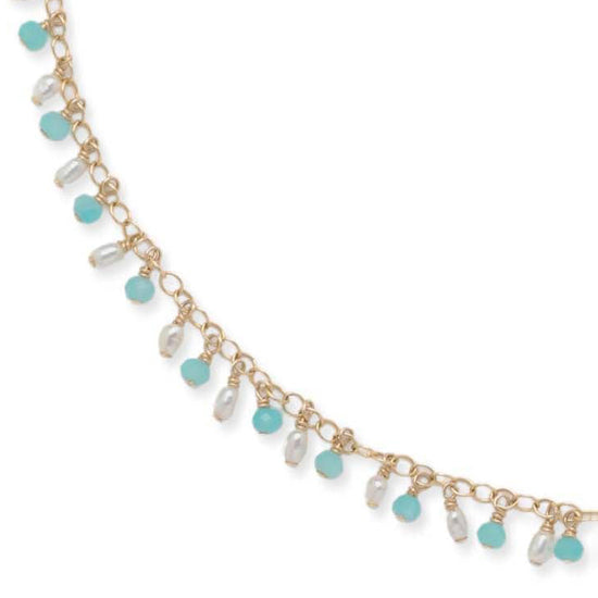 Amazonite and Pearl Drops Necklace