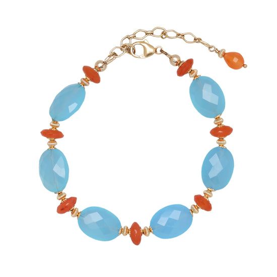 Blue Chalcedony and Carnelian Santorini Bracelet