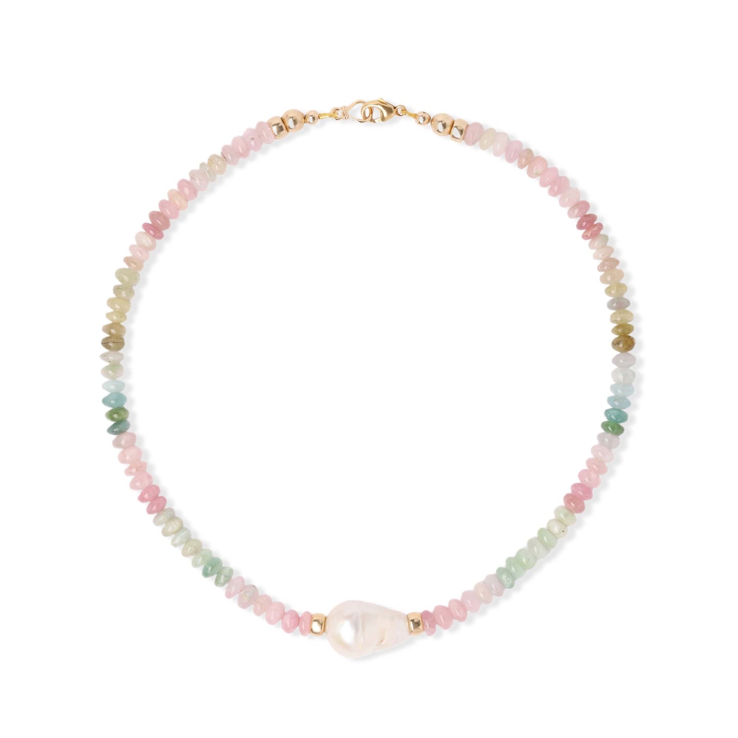 Pastel Tourmaline and Baroque Pearl Necklace