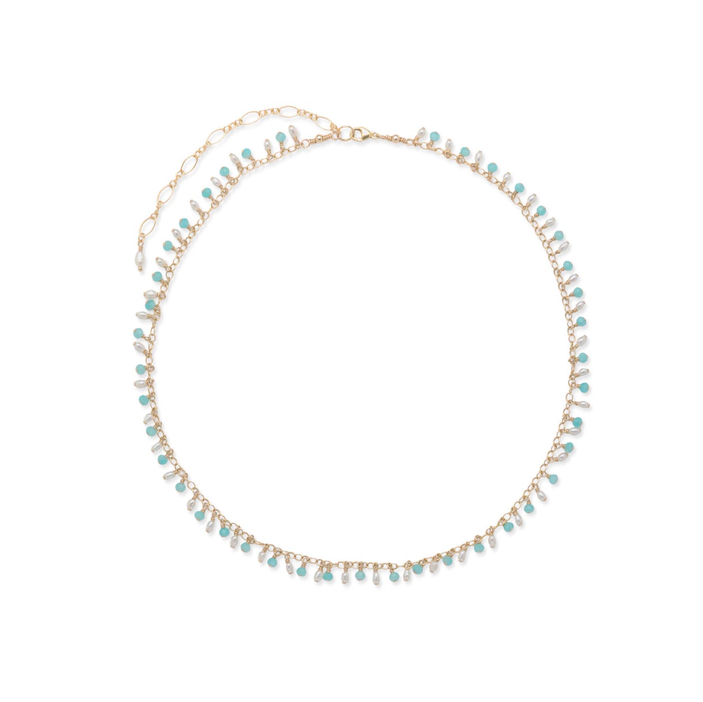 Amazonite and Pearl Drops Necklace